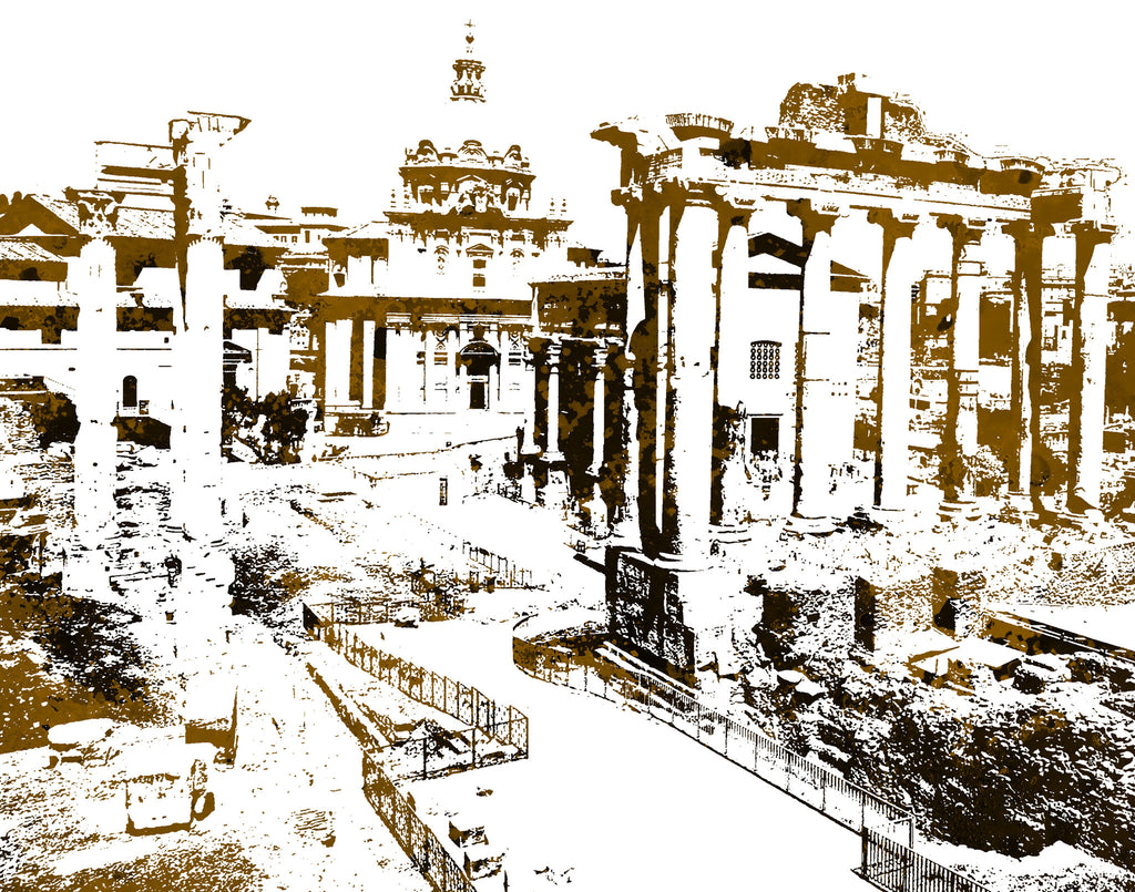 Rome Forum Ruins City Skyline Print Landscape Poster Feature Wall Art