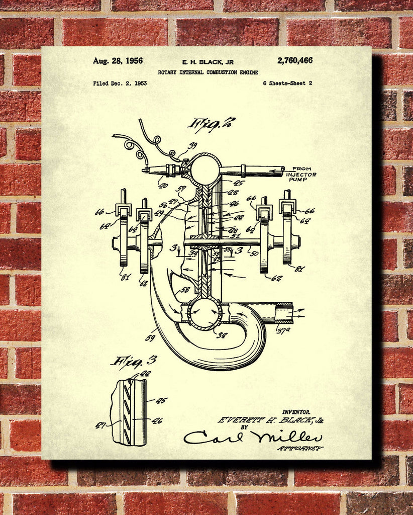 Rotary Engine Blueprint Automotive Car Patent Print Garage Poster - OnTrendAndFab
