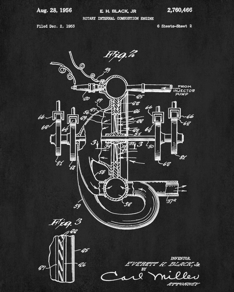 Rotary Engine Blueprint Automotive Car Patent Print Garage Poster - OnTrendAndFab