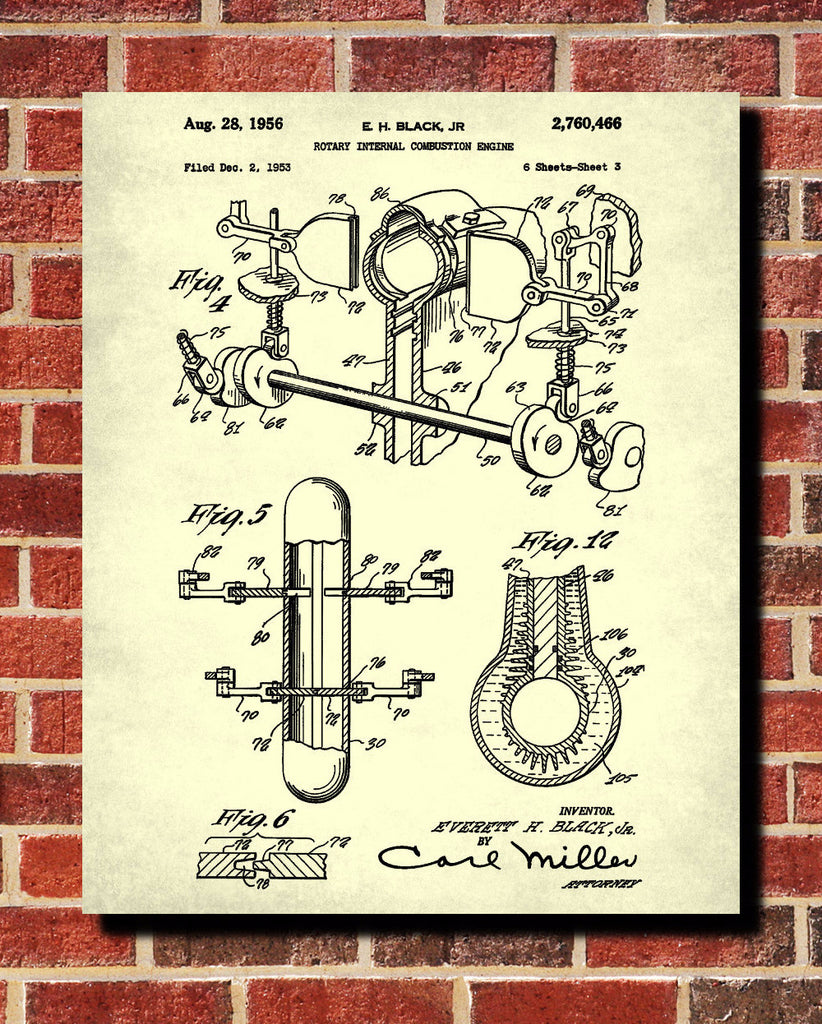 Rotary Engine Blueprint Automotive Patent Print Garage Poster - OnTrendAndFab