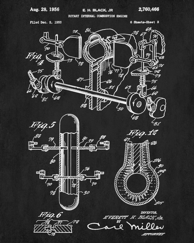 Rotary Engine Blueprint Automotive Patent Print Garage Poster - OnTrendAndFab