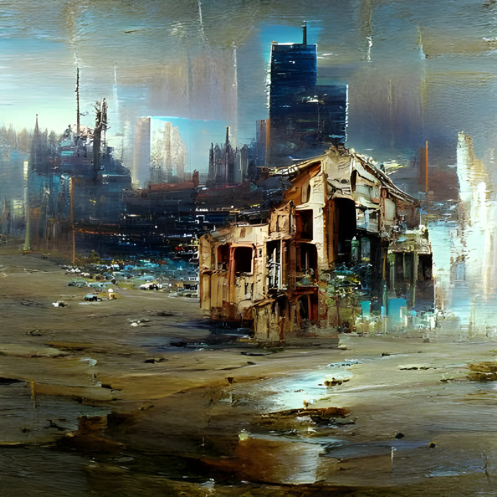 Ruined City Outskirts, Abstract Fine Art Print
