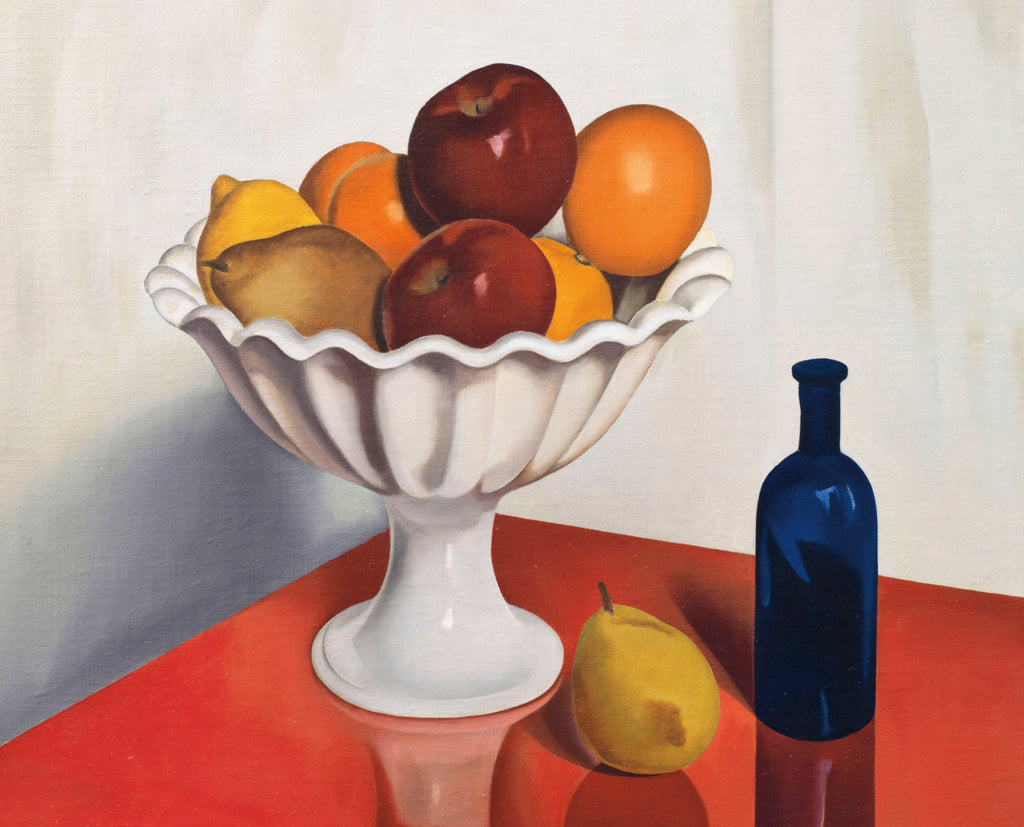 George Ault Fine Art Print, Fruit bowl on red oilcloth