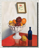 George Ault Fine Art Print, Fruit bowl on red oilcloth