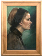 Young Woman Portrait Framed Vintage Oil Painting