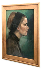 Young Woman Portrait Framed Vintage Oil Painting