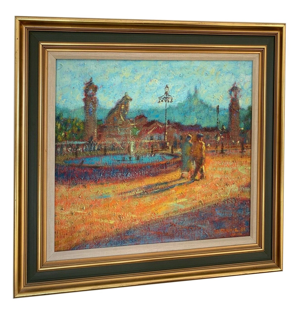 Impressionist Landscape Vintage Oil Painting Framed Figurative Art