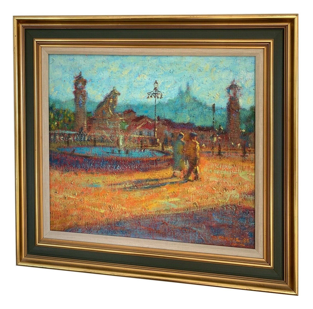 Impressionist Landscape Vintage Oil Painting Framed Figurative Art