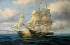 Large American Sailing Ship Maritime Seascape Oil Painting Signed Framed