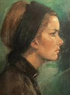 Young Woman Portrait Framed Vintage Oil Painting