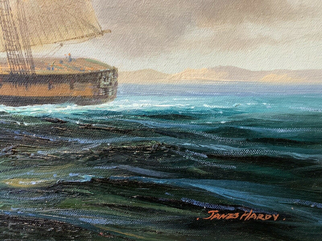 Large American Sailing Ship Maritime Seascape Oil Painting Signed Framed