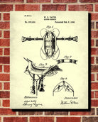 Saddle Patent Print Equestrian Blueprint Horse Poster - OnTrendAndFab