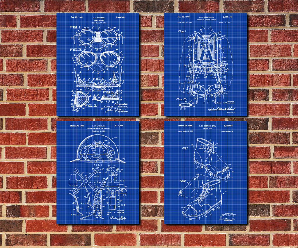 Safety Equipment Patent Prints Set 4 Safety Posters