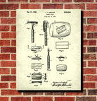 Safety Razor Patent Print Bathroom Barbershop Wall Art Poster