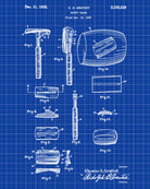 Safety Razor Patent Print Bathroom Barbershop Wall Art Poster