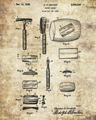 Safety Razor Patent Print Bathroom Barbershop Wall Art Poster