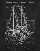 Sail Boat Outrigger Poster Nautical Patent Print Sailing Poster