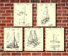 Sail Boat Patent Prints Set 5 Sailing Posters