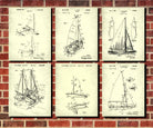Sailing Posters Set 6 Nautical Art Sail Boat Patents Prints