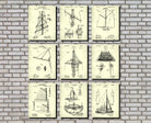 Sailing Posters Set 9 Sail Boat Patents Nautical Art Prints