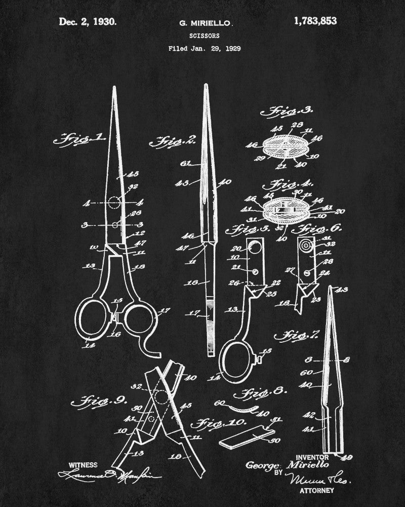 Salon Scissors Patent Print Poster Hairdressing Blueprint - OnTrendAndFab