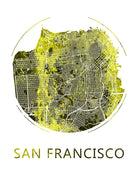 San Francisco, California City Street Map Custom Wall Map Poster