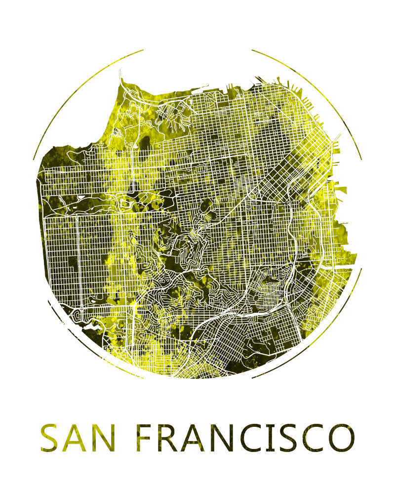 San Francisco, California City Street Map Custom Wall Map Poster