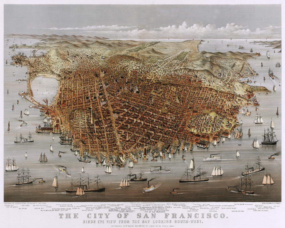 San Francisco City Street Map Print Vintage Poster Old Map as Art - OnTrendAndFab