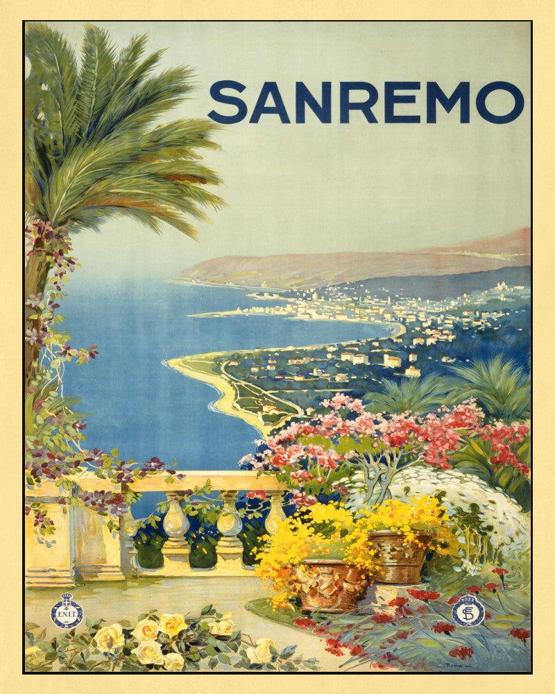 Sanremo Italy Print Vintage Travel Poster Art