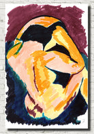 Abstract Portrait, Seated Nude, Bright Art Print