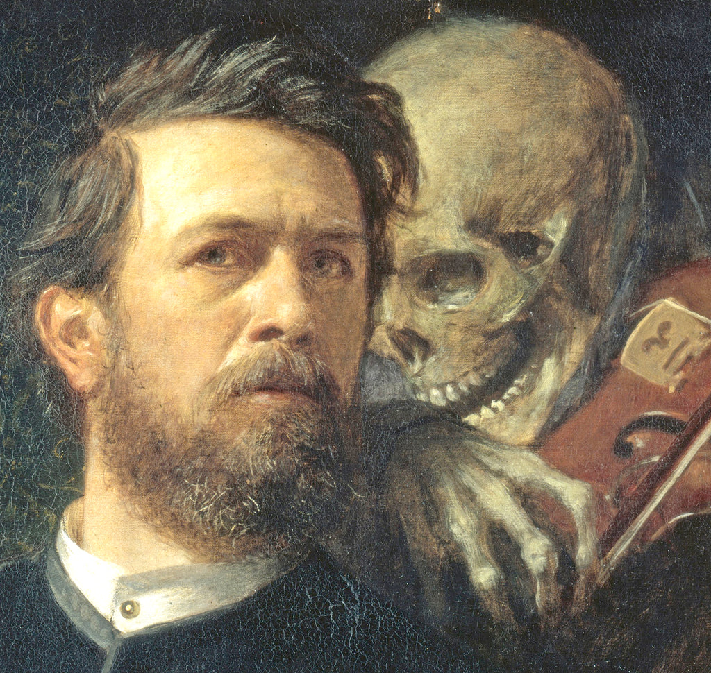 Self Portrait with Fiddling Death, Arnold Bocklin Fine Art Print