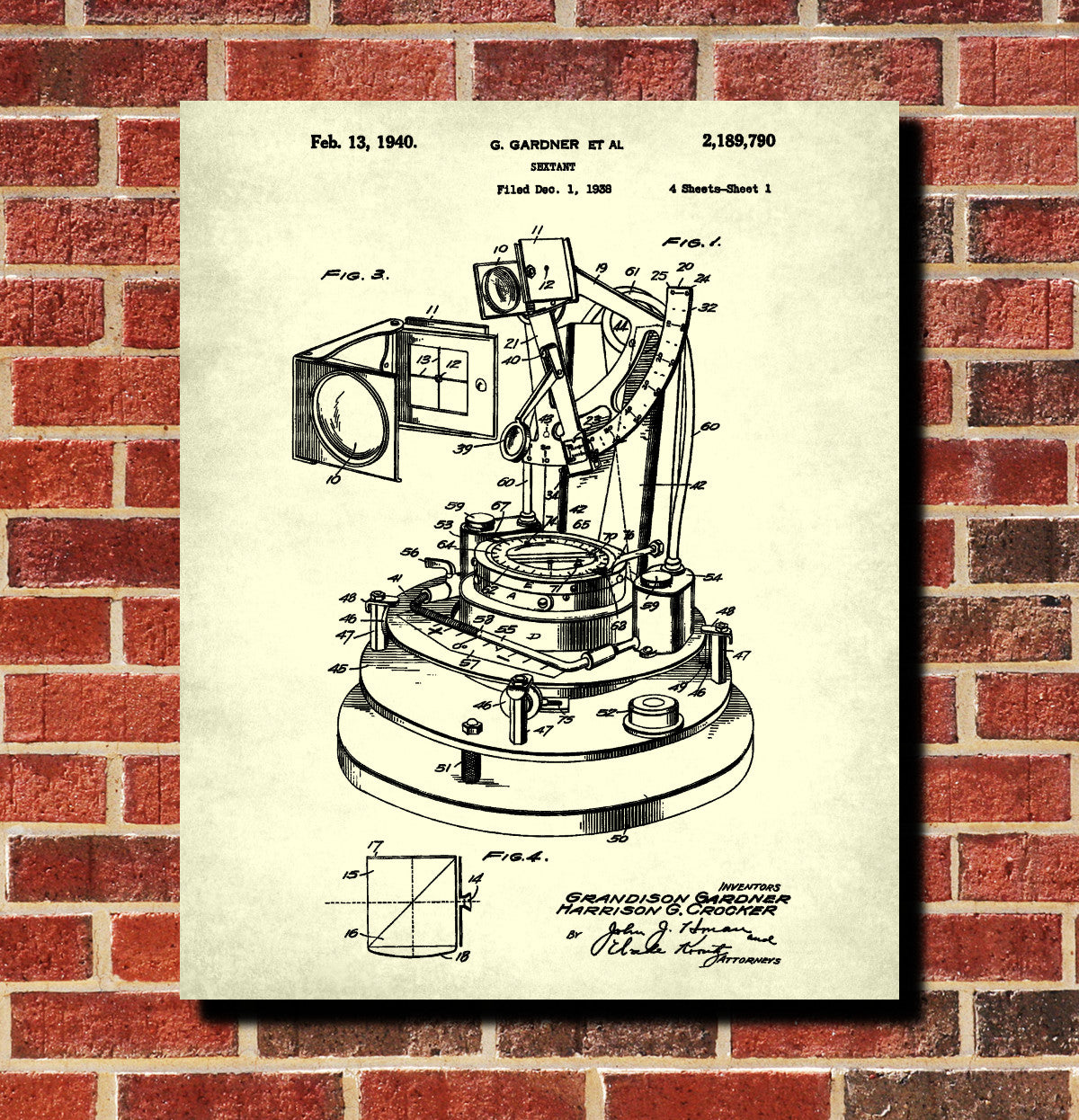 Sextant Patent Print Nautical Navigation Poster