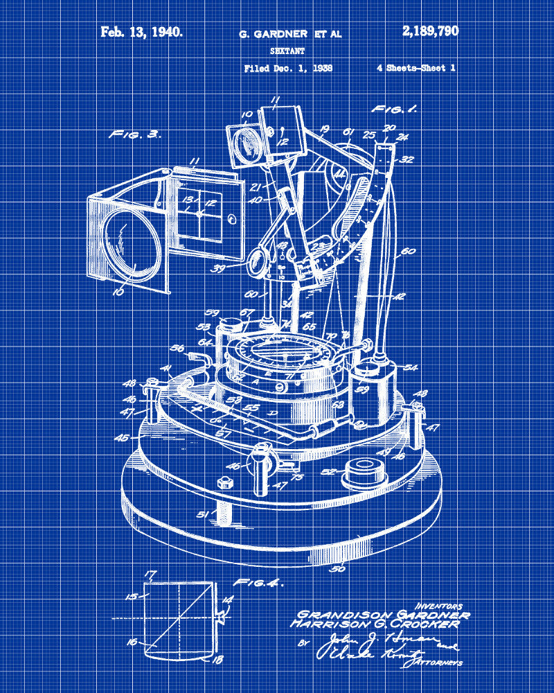 Sextant Patent Print Nautical Navigation Poster