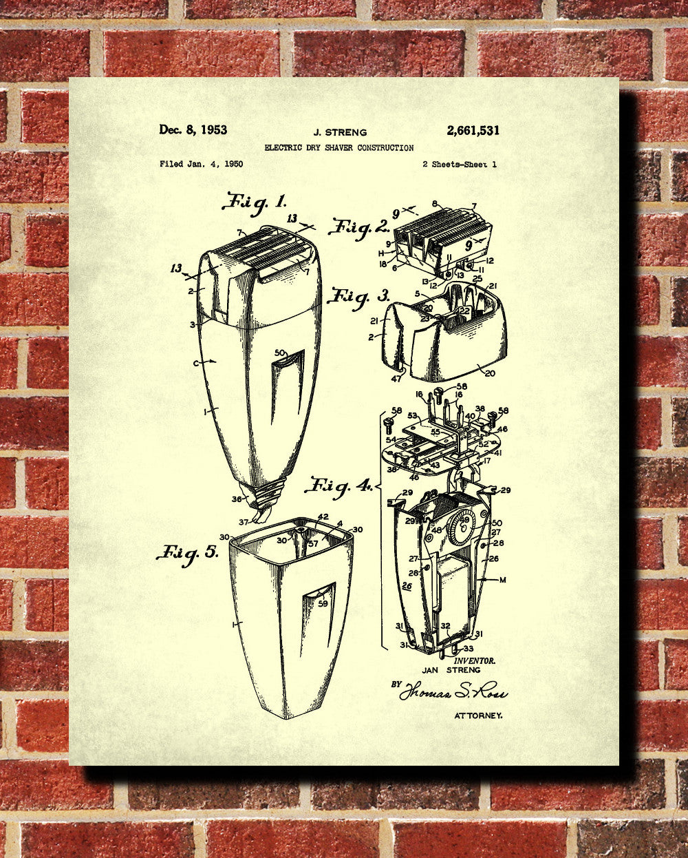 Electric Shaver Patent Print Bathroom Blueprint Shaving Poster - OnTrendAndFab