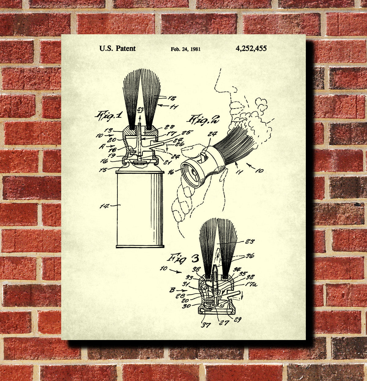 Shaving Brush Patent Print Barber Wall Art Bathroom Poster