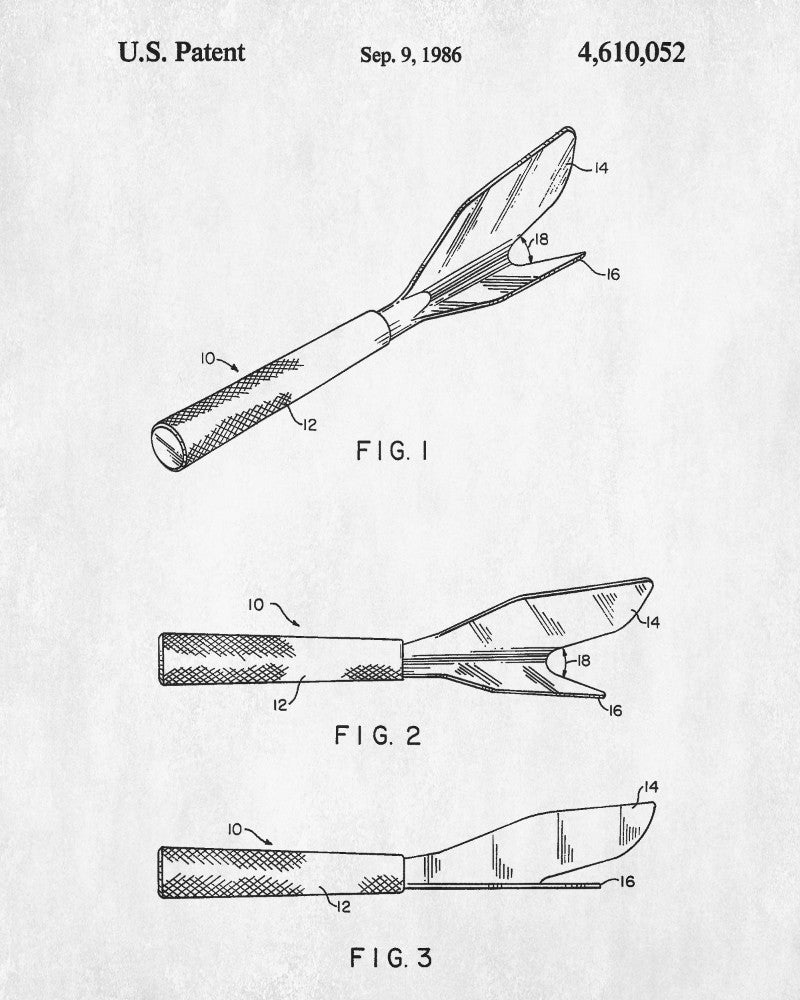 Shellfish Knife Patent Print Kitchen Poster Cafe Wall Art