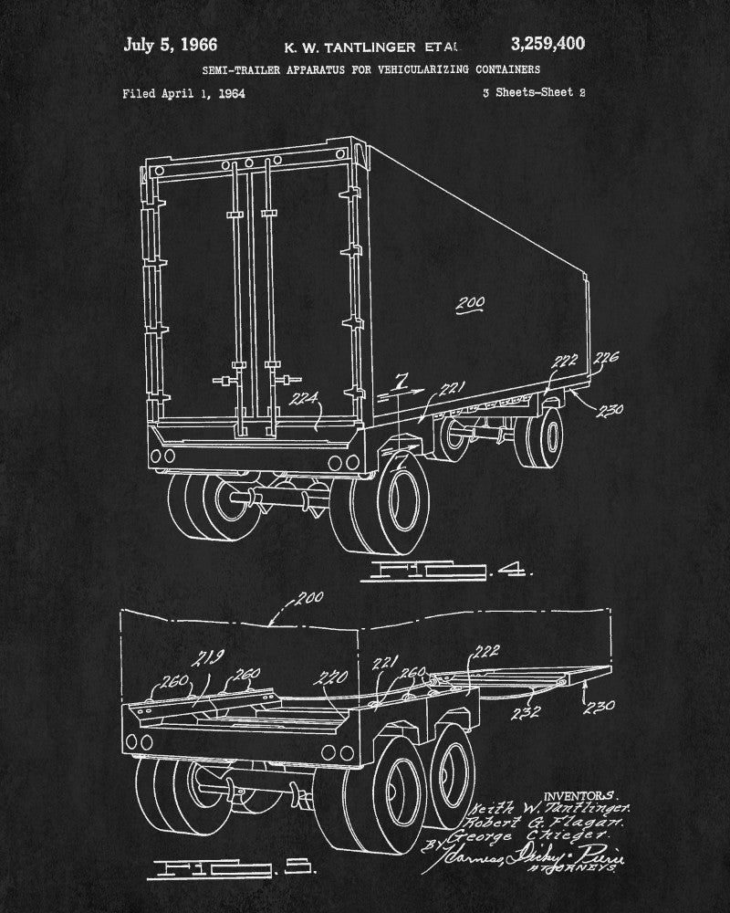 Shipping Container Patent Print Trucking Blueprint Poster – GalleryThane
