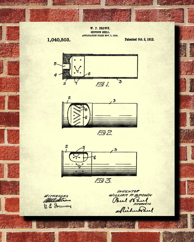 Shotgun Shell Patent Print Firearm Poster Gun Wall Art - OnTrendAndFab