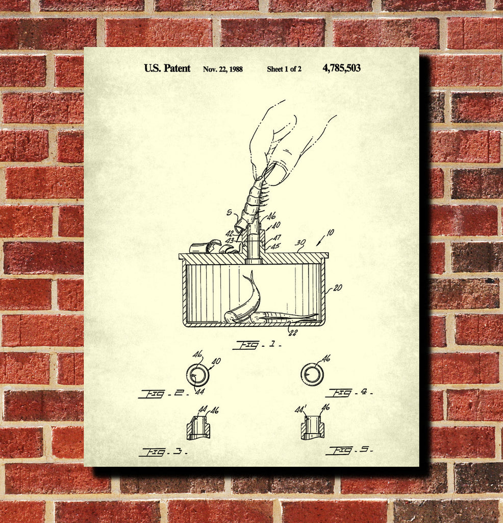 Shrimp Peeler Patent Print Kitchen Poster Cafe Wall Art