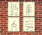 Shellfish Utensils Patent Prints Set of 4 Bar Art Cafe Kitchen Posters