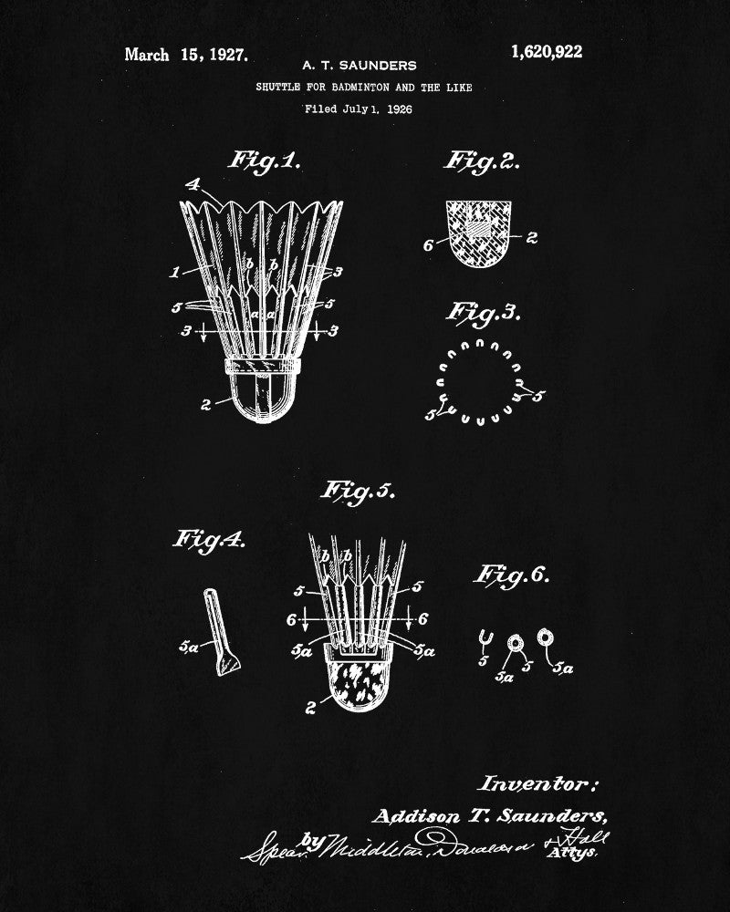 Shuttlecock Patent Print Badminton Blueprint Sports Poster - OnTrendAndFab