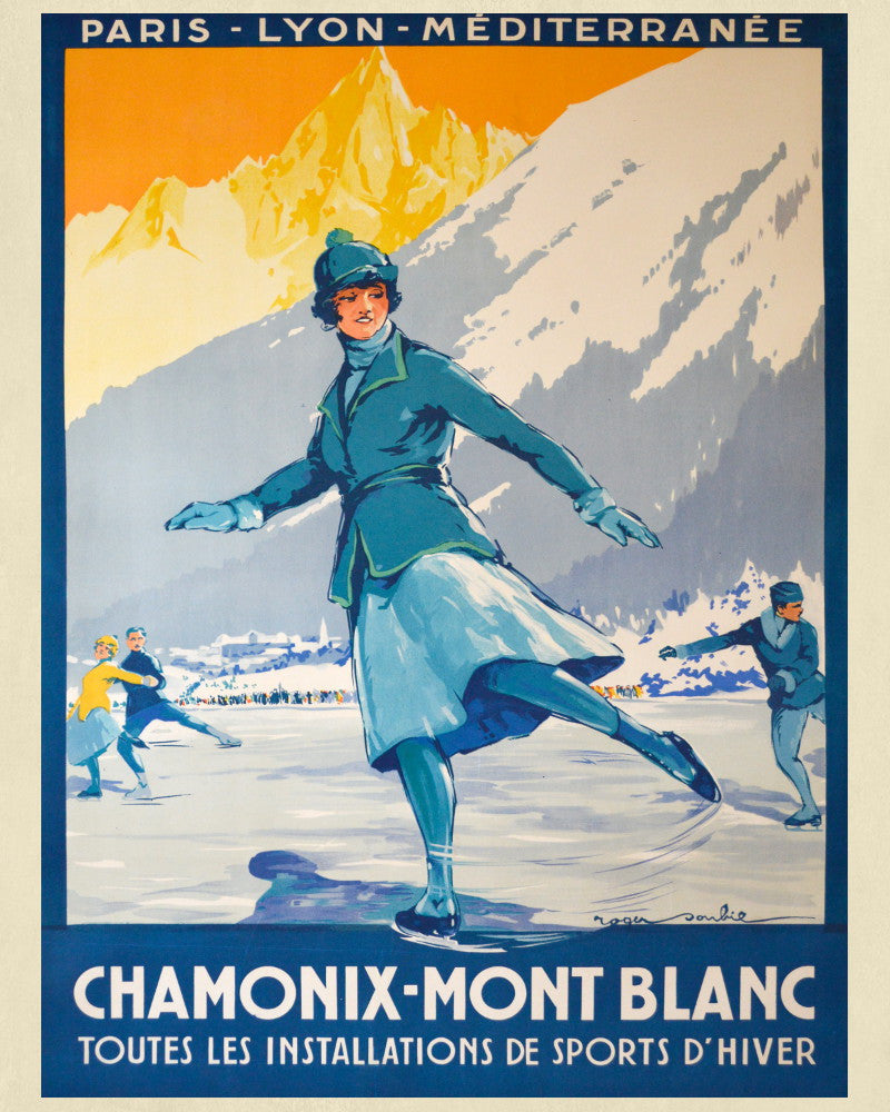 Chamonix Mont Blanc Print Vintage French Travel Poster Art