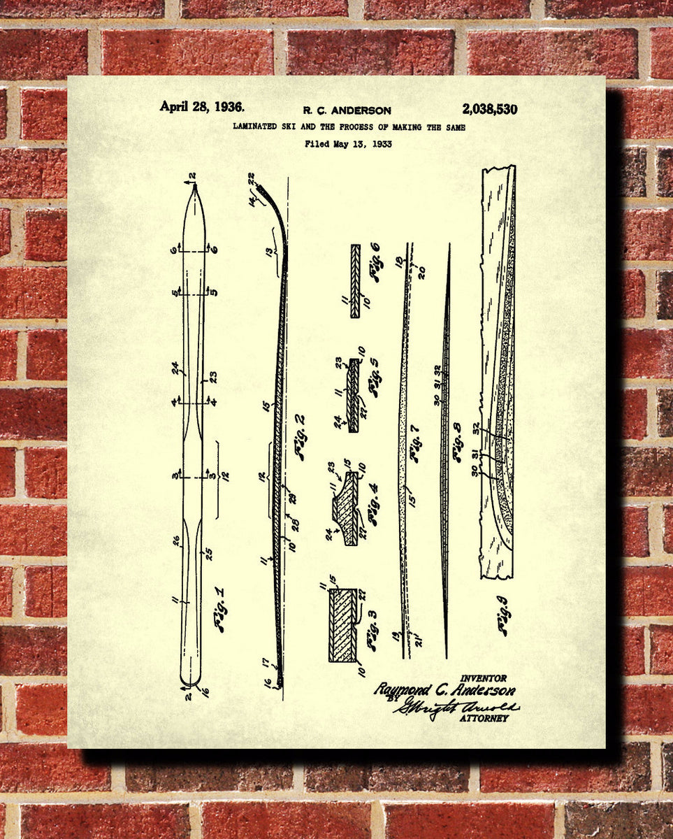 Skis Patent Print Skiing Blueprint Winter Sports Poster – GalleryThane
