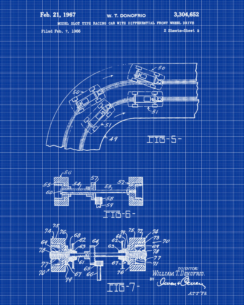 Slot Car Patent Print Game Blueprint Man Cave Poster