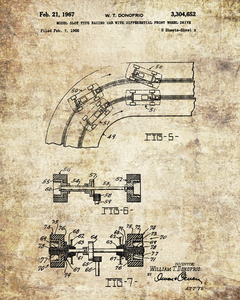 Slot Car Patent Print Game Blueprint Man Cave Poster