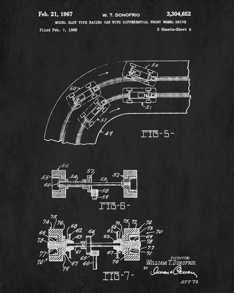 Slot Car Patent Print Game Blueprint Man Cave Poster
