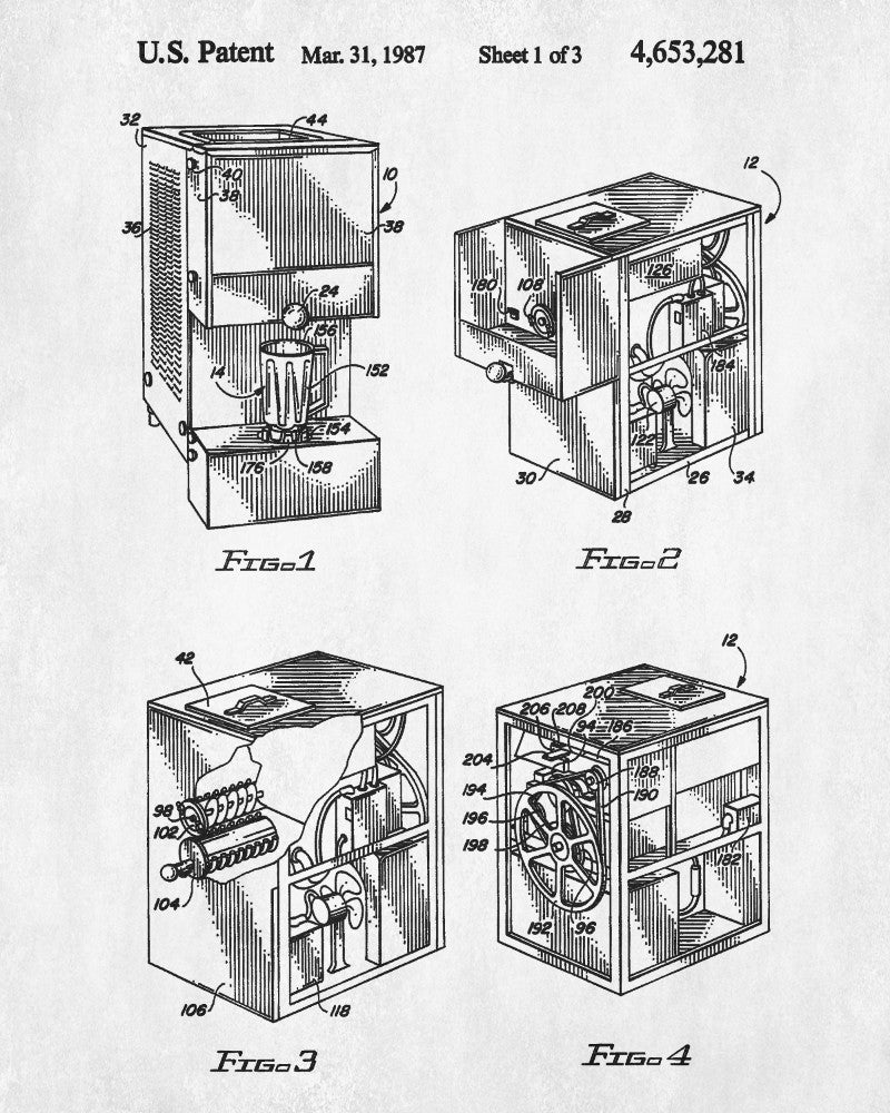 Slush Drink Machine Patent Print Cafe Poster Kitchen Wall Art Blueprint