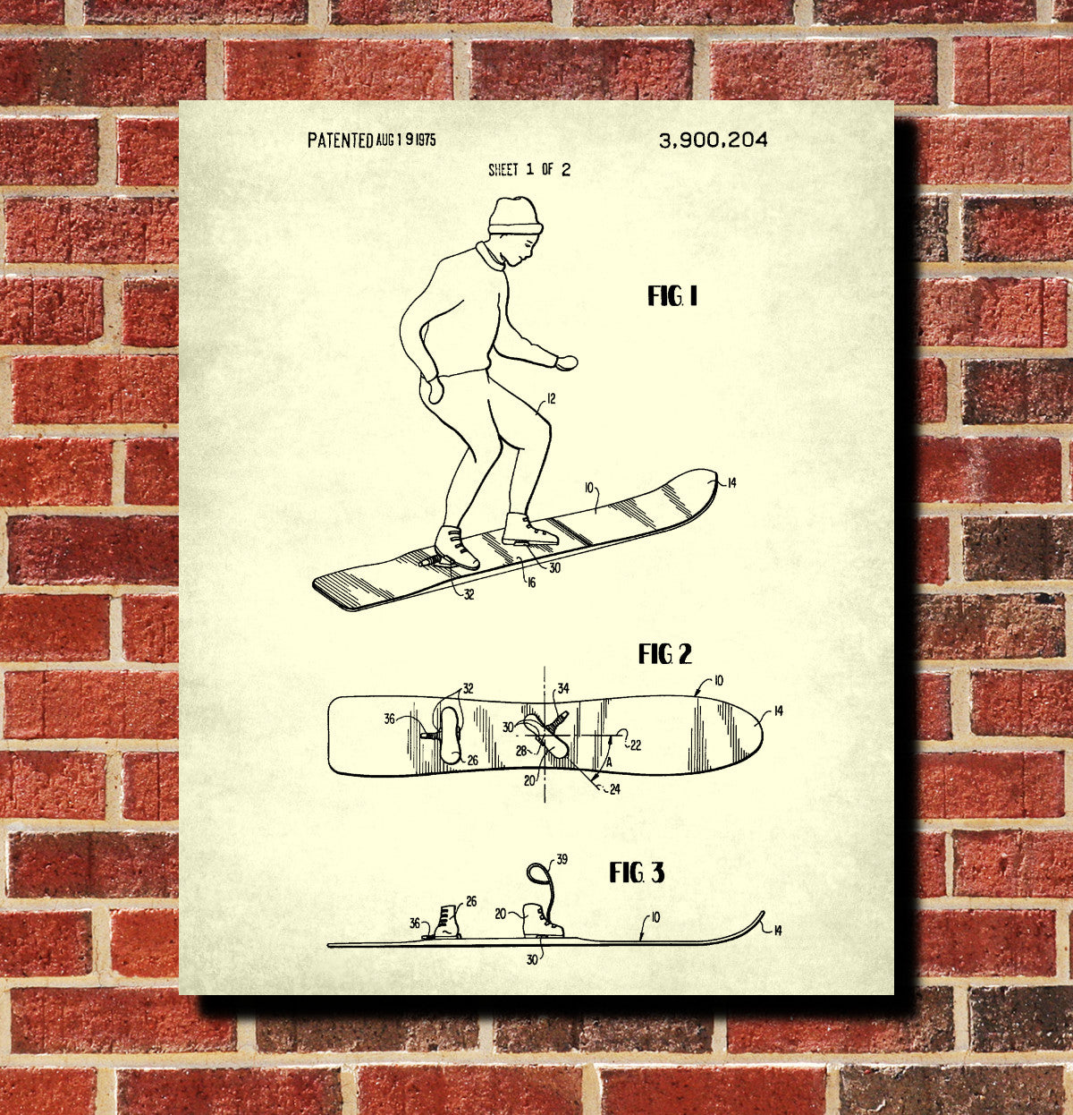 Snowboard Patent Print Snow Boarding Art Winter Sports Poster