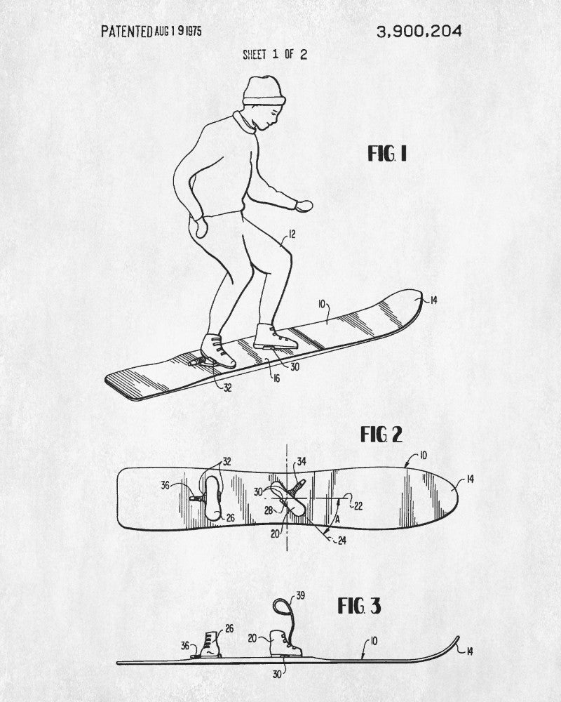 Snowboard Patent Print Snow Boarding Art Winter Sports Poster