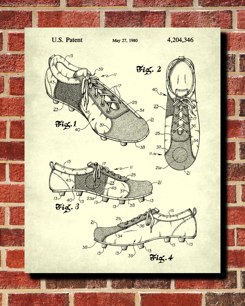 Soccer Shoe Patent Print Football Boot Blueprint Sports Poster - OnTrendAndFab